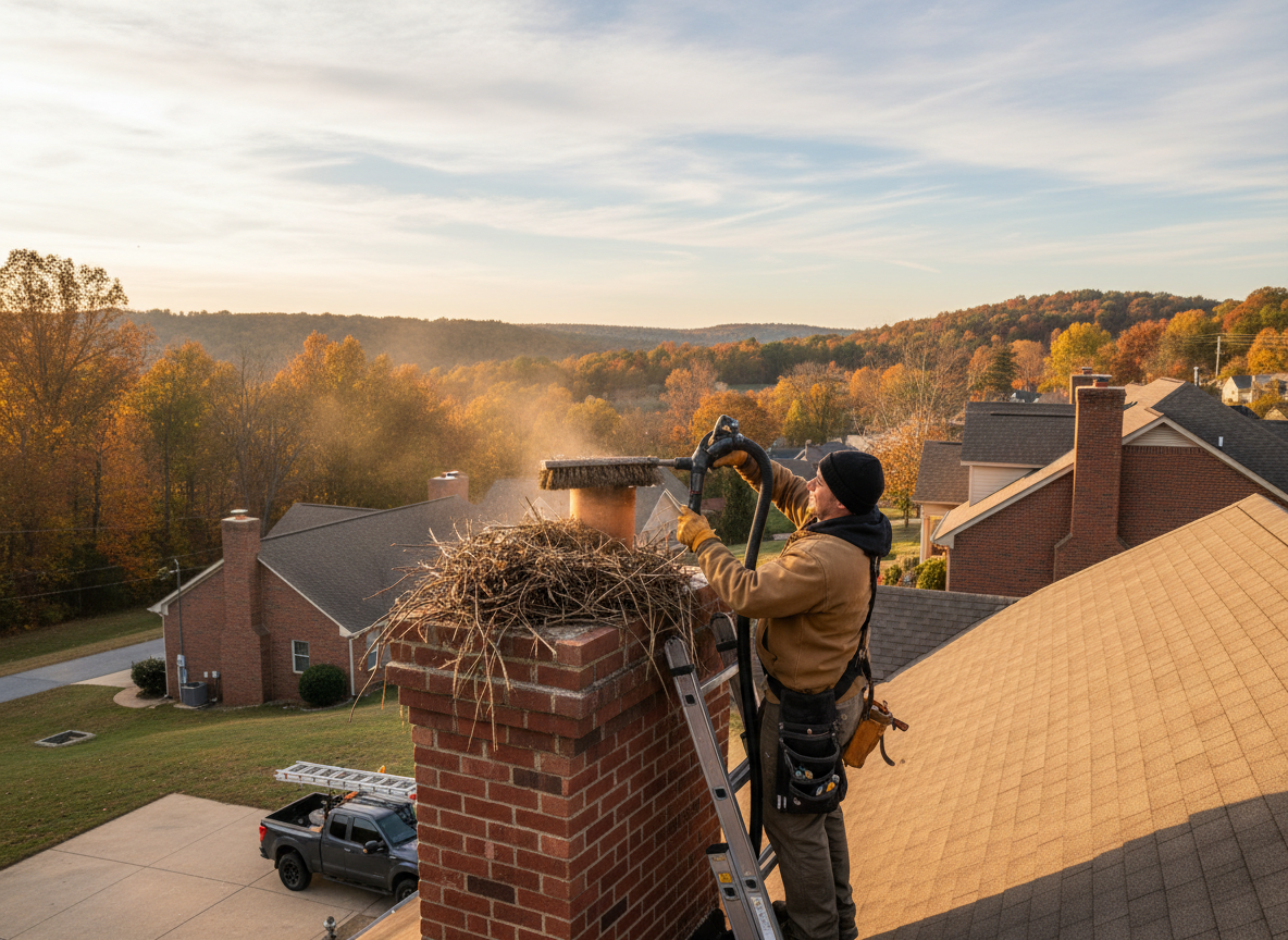 Clearing Animal Nests From Chimneys In Northern Kentucky